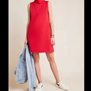 ENTIRE CLOSET NOW $10 PER ITEM! BR Sleeveless Mock Neck Shift Dress, Red M